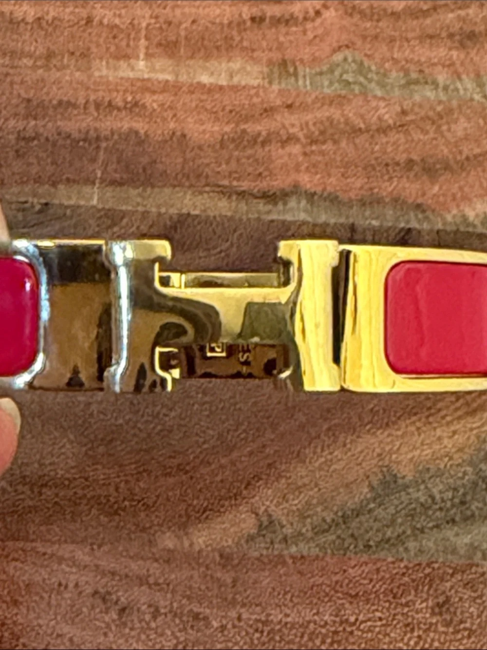 Hermes Clic H Bracelet Red Enamel and Gold PM
